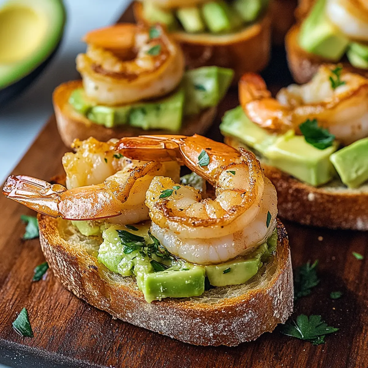 Garlic Shrimp Avocado Crostini