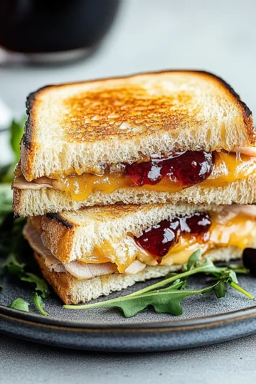 Cherry Jam, Turkey & Spicy Cheddar Grilled Cheese Sandwich
