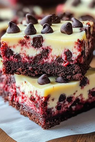 Red Velvet Chocolate Chip Cheesecake Bars