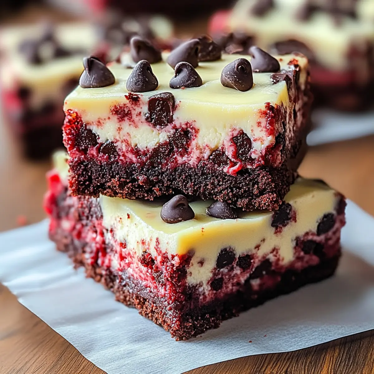 Red Velvet Chocolate Chip Cheesecake Bars