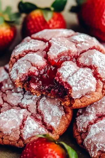 Strawberry Crinkle Cookies