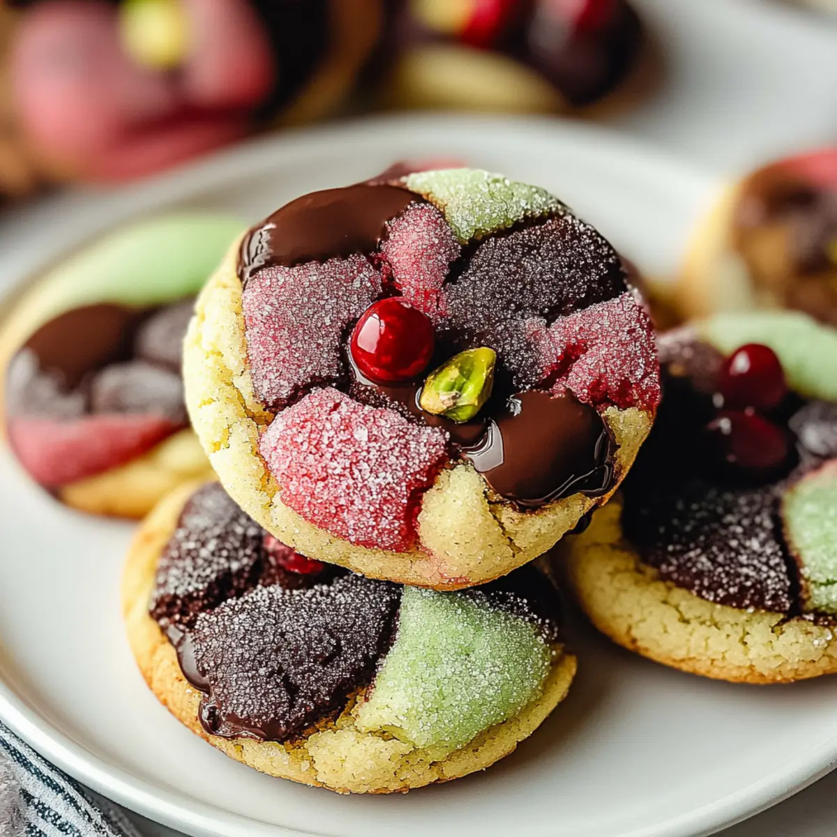 Christmas Spumoni Cookies (Cherry, Pistachio, Chocolate)