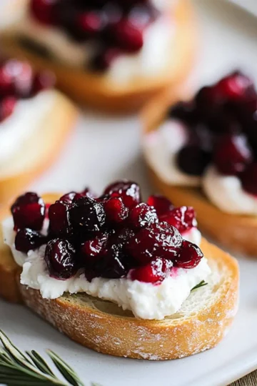 Roasted Cranberry and Goat Cheese Crostini