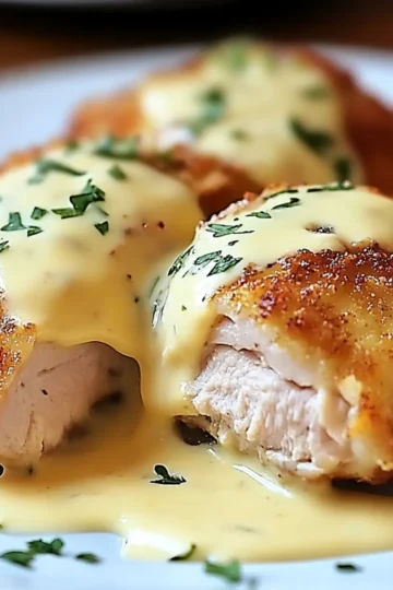 Chicken Cordon Bleu with Swiss Cheese Sauce