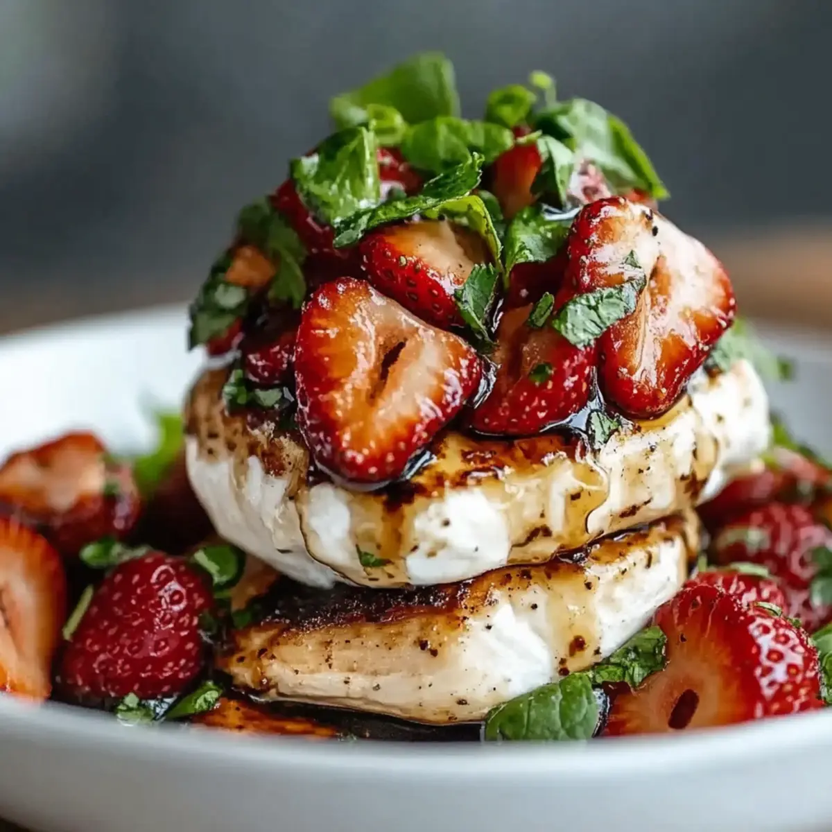 Balsamic Chicken & Strawberry Burrata Stack