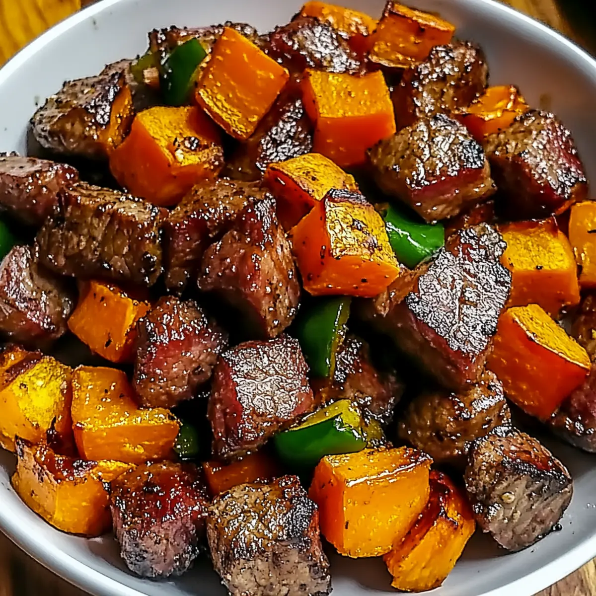 Steak Bites with Sweet Potatoes and Peppers