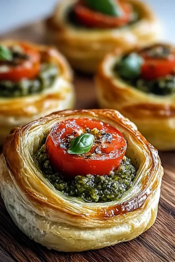 Caprese Pesto Puff Pastry Bites