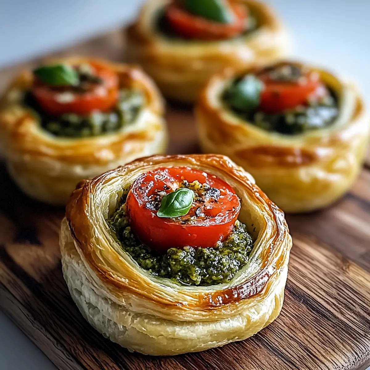 Caprese Pesto Puff Pastry Bites