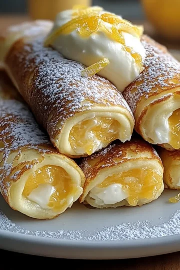 Lemon Cream Cheese Stuffed Pancake Rolls