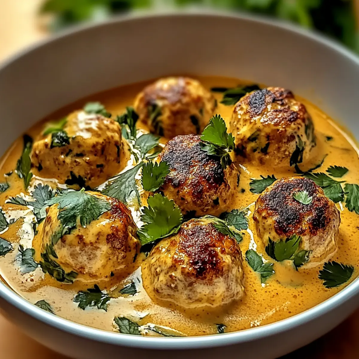Thai Chicken Meatballs in Creamy Coconut Curry
