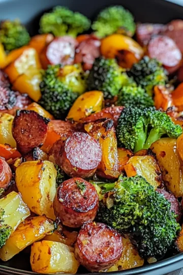 Honey Garlic Kielbasa and Veggies Dinner