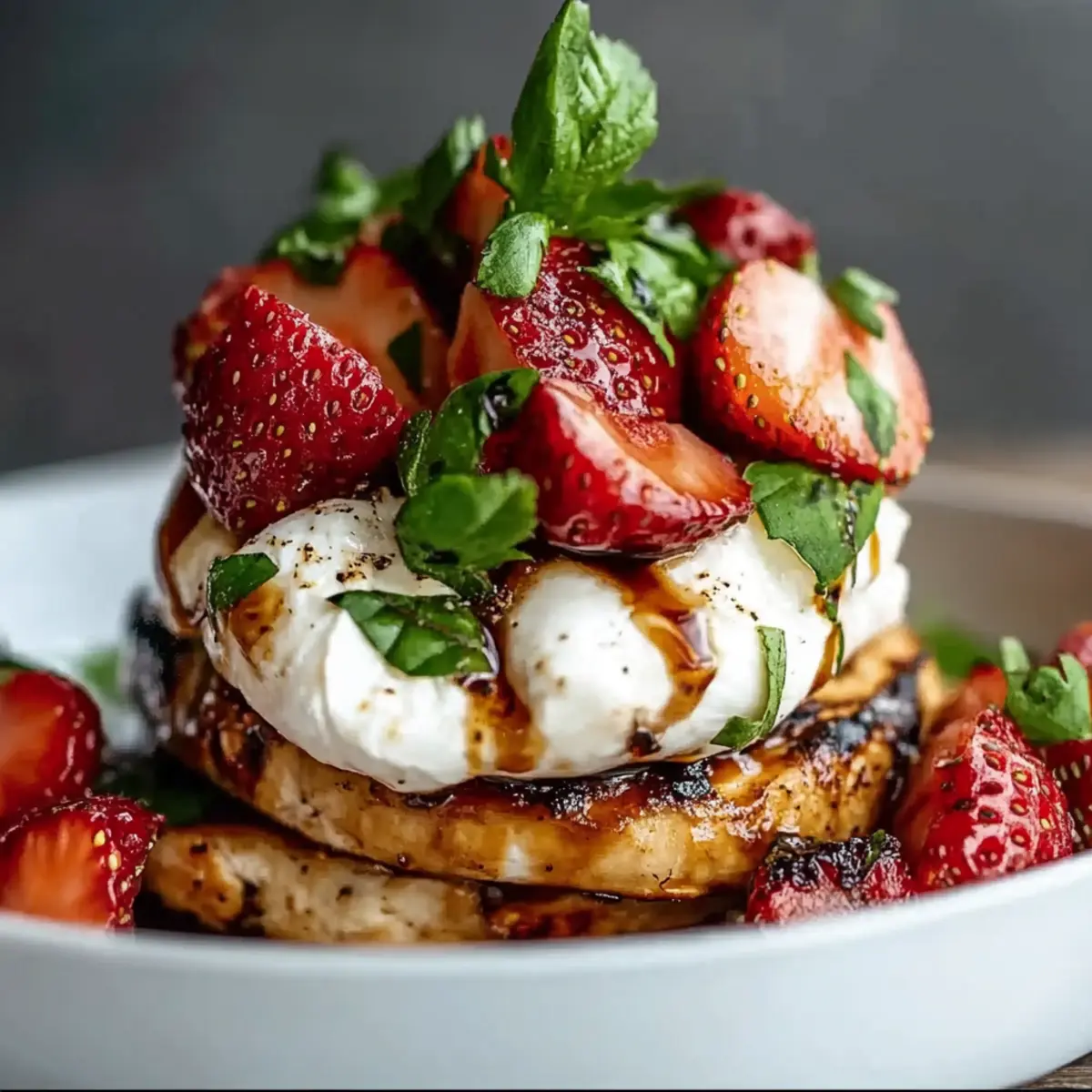 Balsamic Chicken & Strawberry Burrata Stack