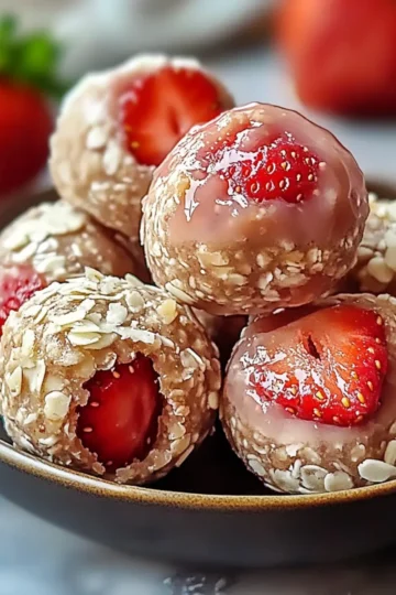 No-Bake Strawberry Cheesecake Protein Balls