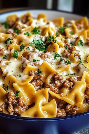 Cajun Cream Cheese Alfredo Bowties with Spiced Ground Beef