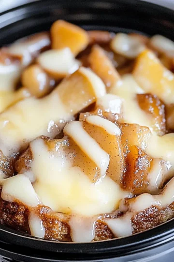 Crockpot Apple Pie Cinnamon Roll Casserole