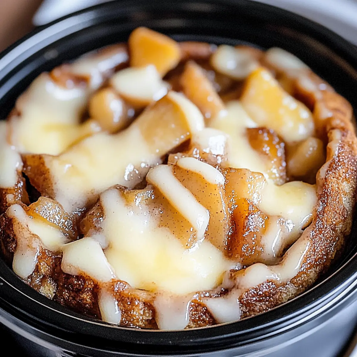 Crockpot Apple Pie Cinnamon Roll Casserole