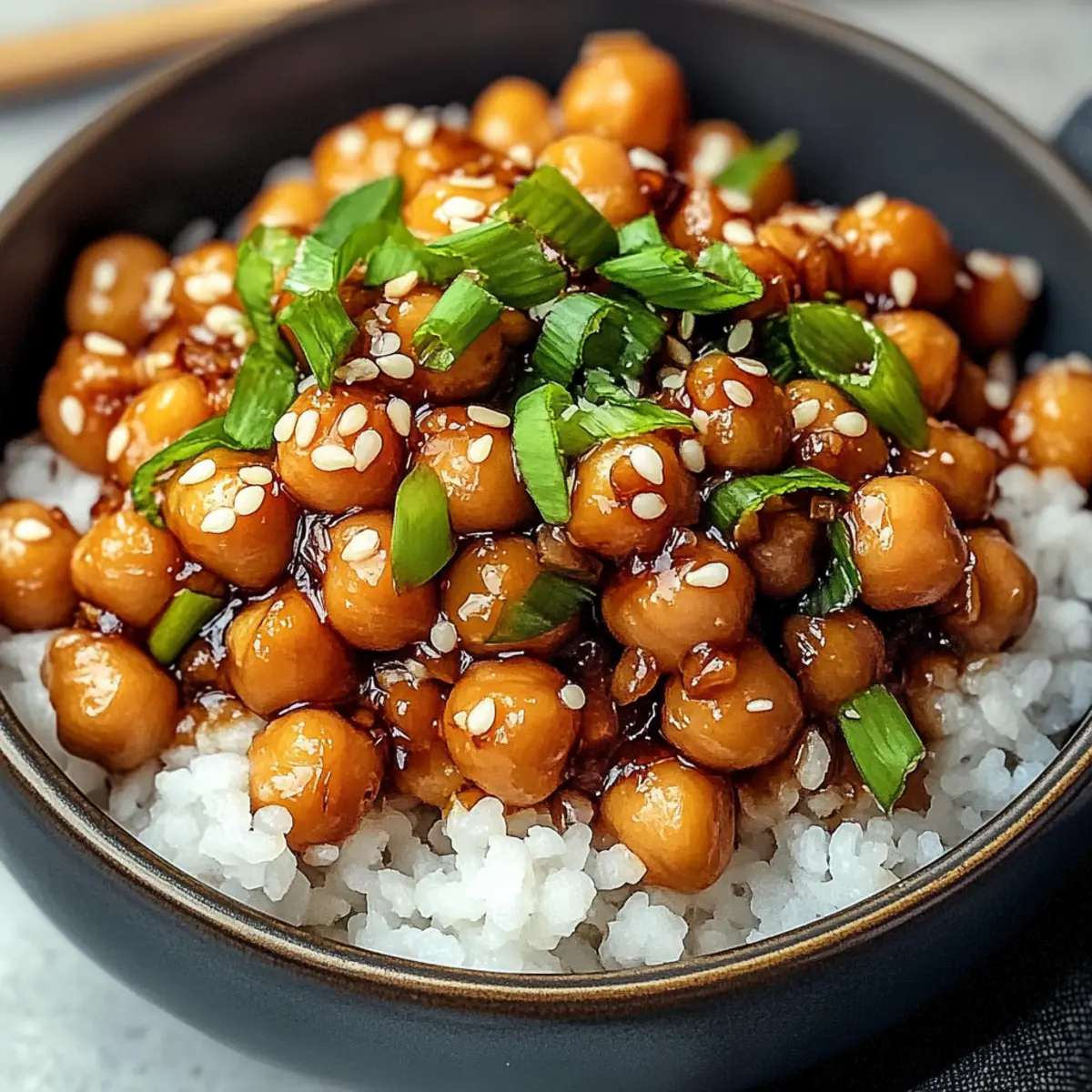Vegan Sticky Sesame Chickpeas