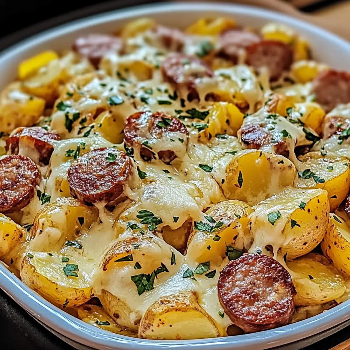 Cheesy Ranch Potatoes and Smoked Sausage
