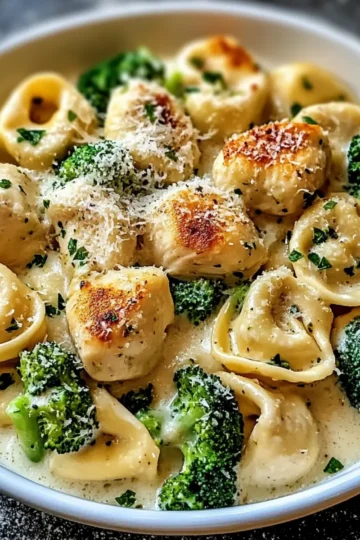 Creamy Garlic Parmesan Tortellini with Chicken & Broccoli