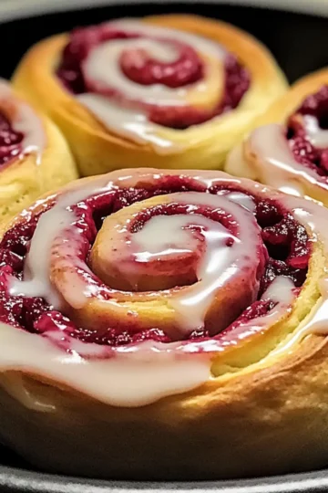 Raspberry Cinnamon Rolls with Lemon Glaze
