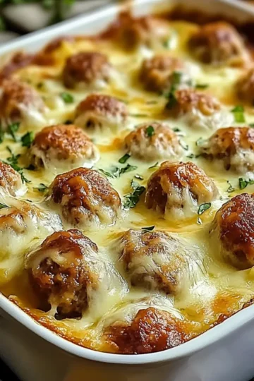 Meatball and Mashed Potato Bake