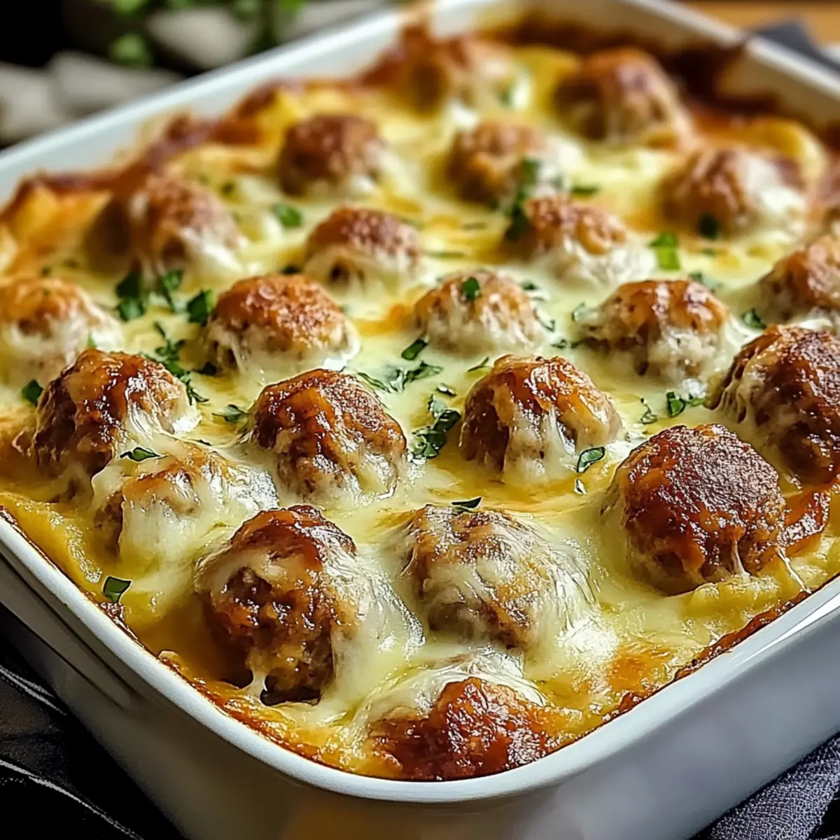 Meatball and Mashed Potato Bake