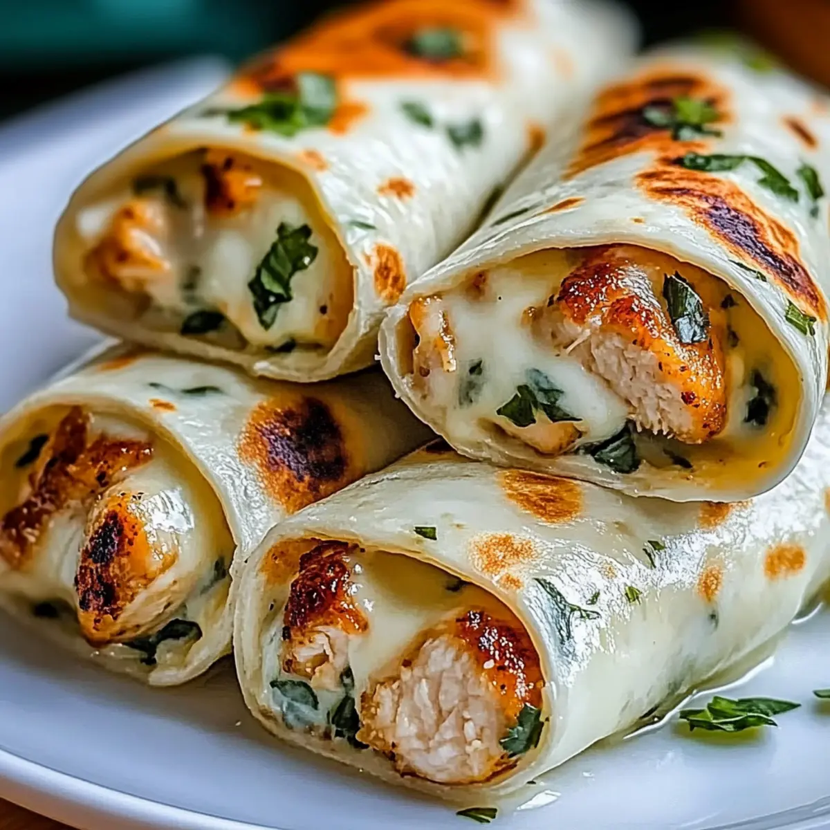 Low-Carb Cheesy Garlic Chicken Wraps