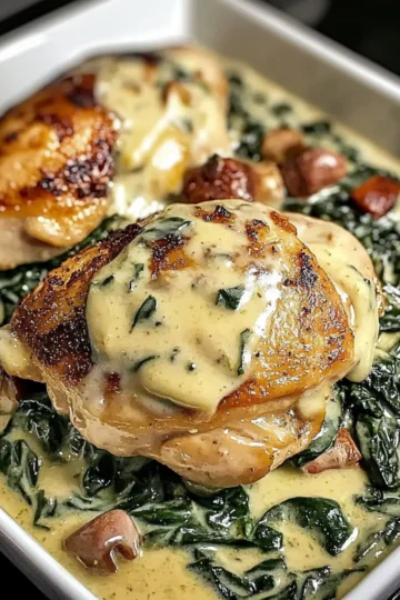 Smothered Chicken with Creamed Spinach