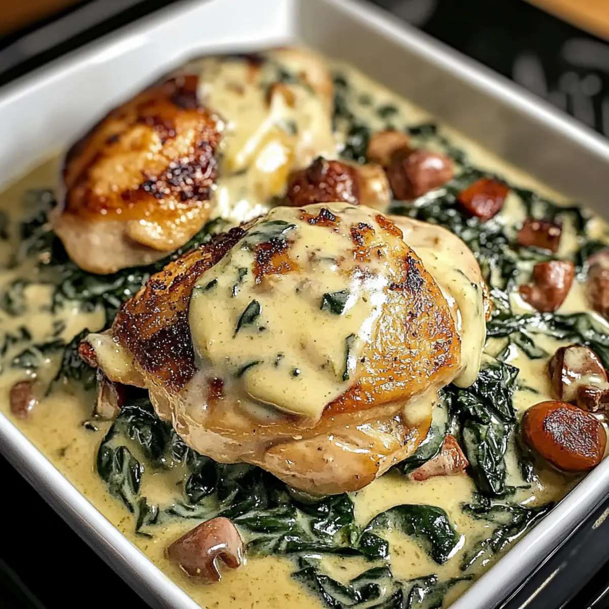 Smothered Chicken with Creamed Spinach