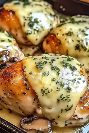 Cheesy Garlic Butter Mushroom Stuffed Chicken