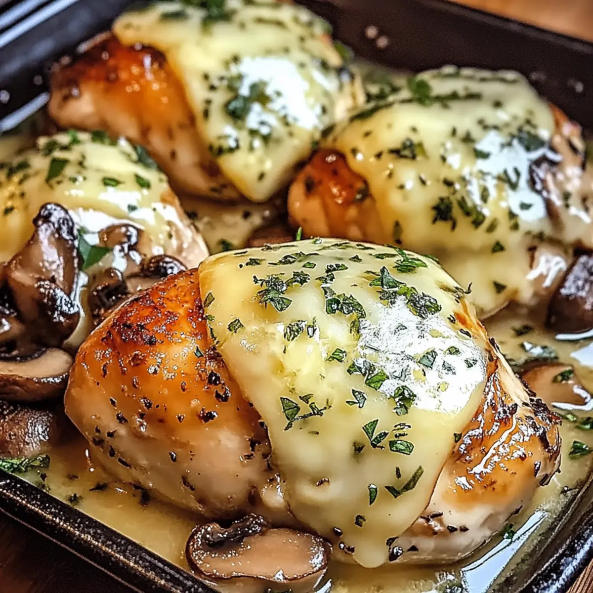 Cheesy Garlic Butter Mushroom Stuffed Chicken