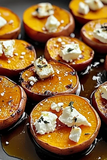 Roasted Sweet Potato Rounds with Honey and Feta