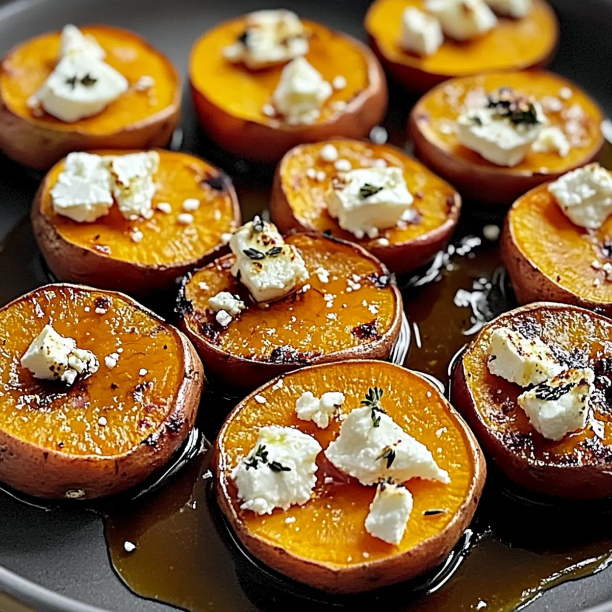 Roasted Sweet Potato Rounds with Honey and Feta