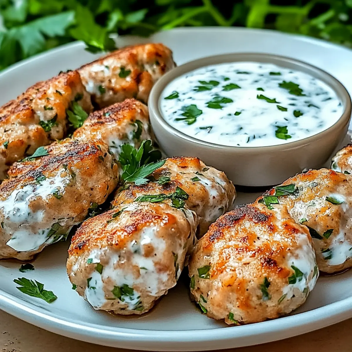 Chicken Kofta with Garlic Yogurt Sauce