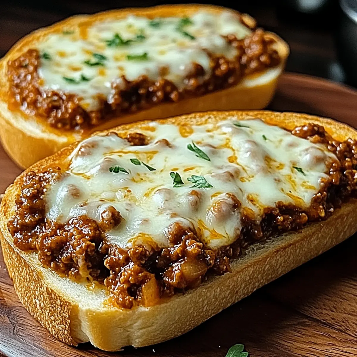 Homemade Cheesy Garlic Bread Sloppy Joe Melts