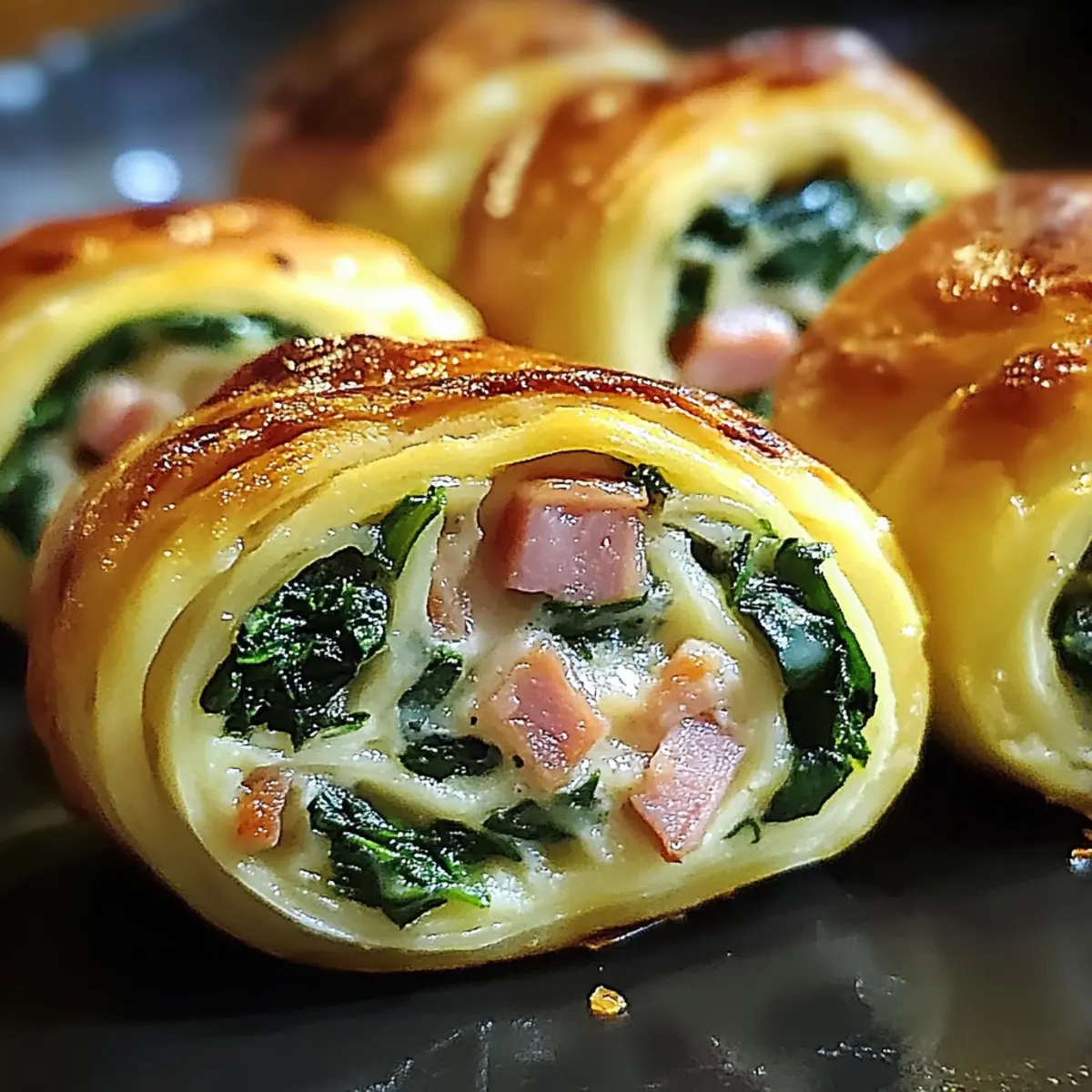 Spinach Ham Breakfast Rolls