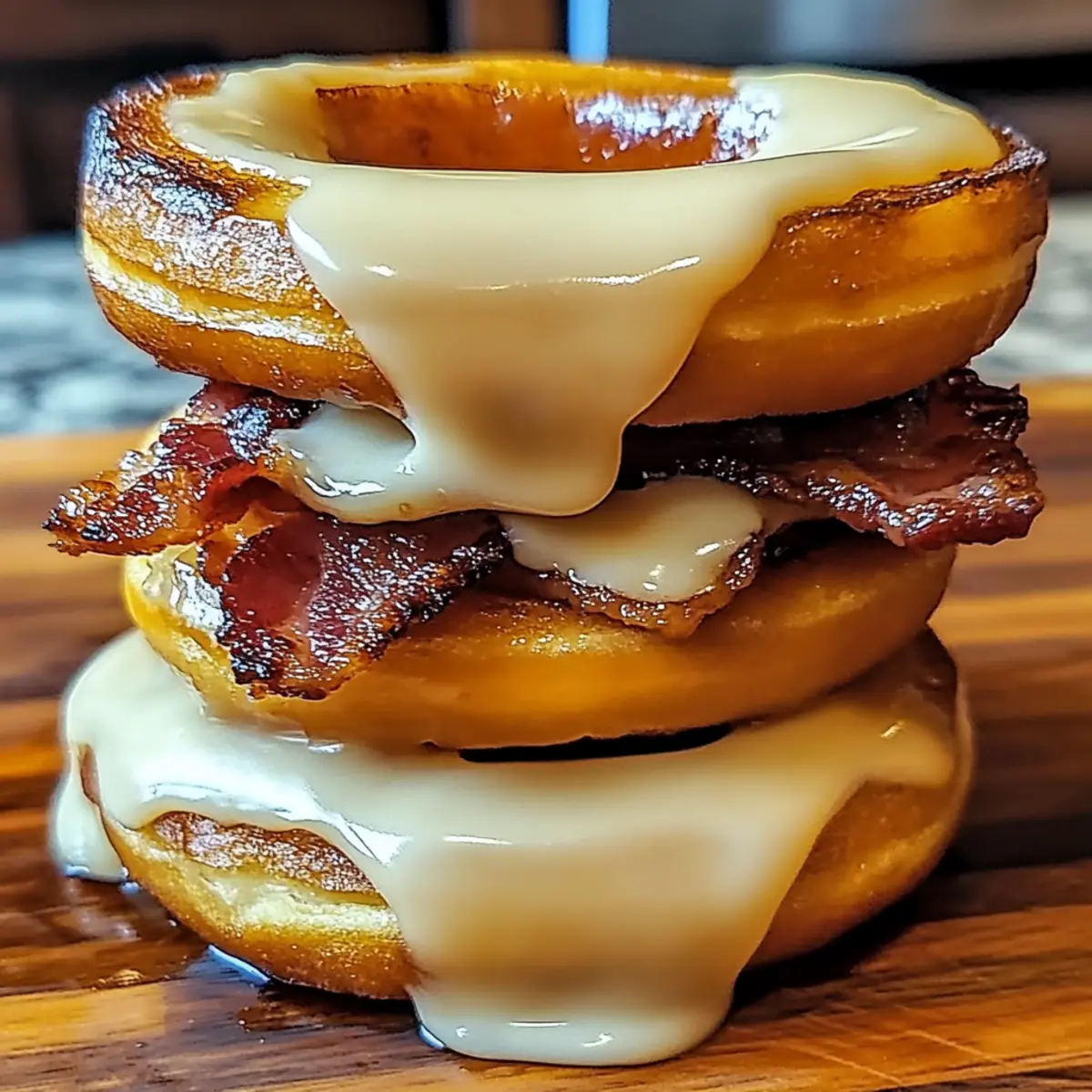 Donut Grilled Cheese with Bacon Maple